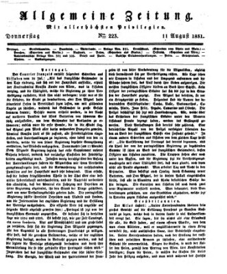 Allgemeine Zeitung Donnerstag 11. August 1831