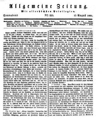 Allgemeine Zeitung Samstag 13. August 1831