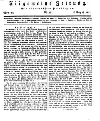 Allgemeine Zeitung Montag 15. August 1831