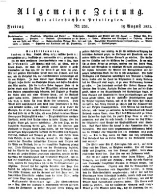 Allgemeine Zeitung Freitag 19. August 1831