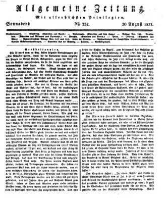 Allgemeine Zeitung Samstag 20. August 1831