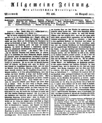 Allgemeine Zeitung Mittwoch 24. August 1831