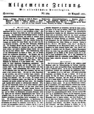 Allgemeine Zeitung Sonntag 28. August 1831