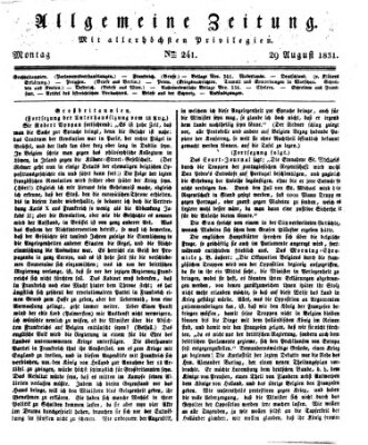 Allgemeine Zeitung Montag 29. August 1831