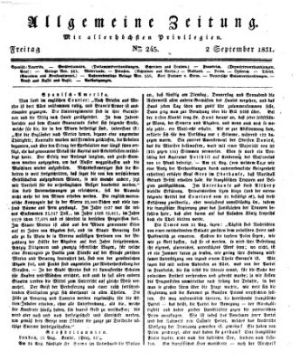 Allgemeine Zeitung Freitag 2. September 1831