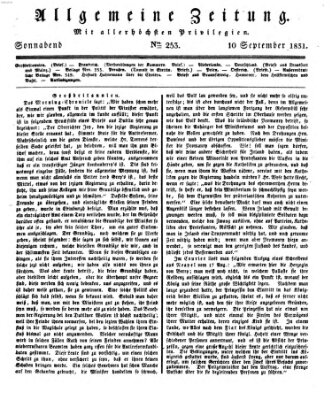 Allgemeine Zeitung Samstag 10. September 1831