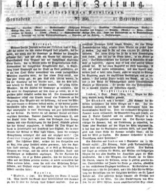 Allgemeine Zeitung Samstag 17. September 1831