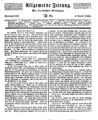 Allgemeine Zeitung Samstag 6. April 1833