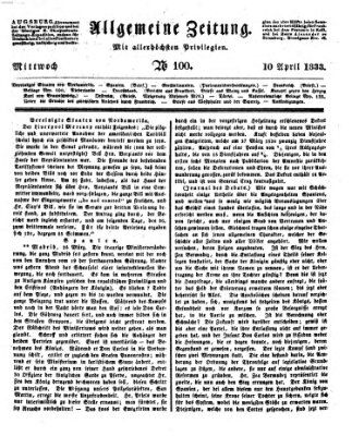 Allgemeine Zeitung Mittwoch 10. April 1833