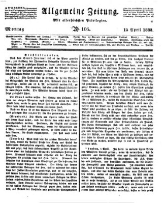 Allgemeine Zeitung Montag 15. April 1833