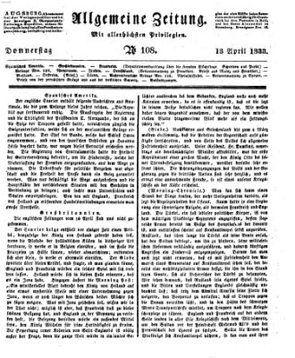 Allgemeine Zeitung Donnerstag 18. April 1833