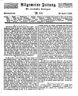 Allgemeine Zeitung Samstag 20. April 1833