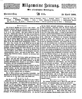 Allgemeine Zeitung Donnerstag 25. April 1833