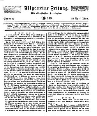 Allgemeine Zeitung Sonntag 28. April 1833