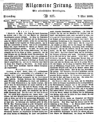 Allgemeine Zeitung Dienstag 7. Mai 1833