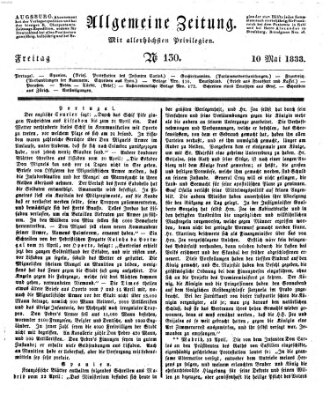 Allgemeine Zeitung Freitag 10. Mai 1833