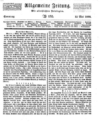 Allgemeine Zeitung Sonntag 12. Mai 1833