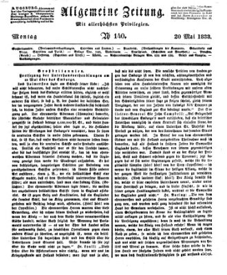 Allgemeine Zeitung Montag 20. Mai 1833