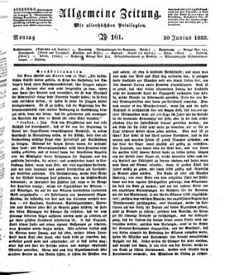 Allgemeine Zeitung Montag 10. Juni 1833