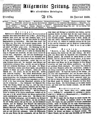 Allgemeine Zeitung Dienstag 25. Juni 1833