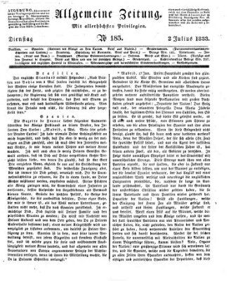 Allgemeine Zeitung Dienstag 2. Juli 1833