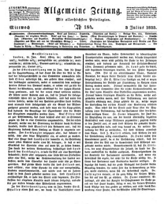 Allgemeine Zeitung Mittwoch 3. Juli 1833