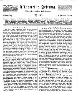 Allgemeine Zeitung Dienstag 9. Juli 1833