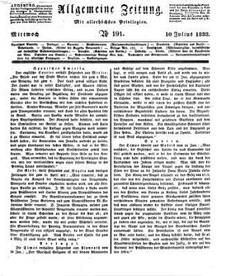 Allgemeine Zeitung Mittwoch 10. Juli 1833