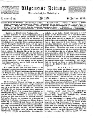 Allgemeine Zeitung Donnerstag 18. Juli 1833