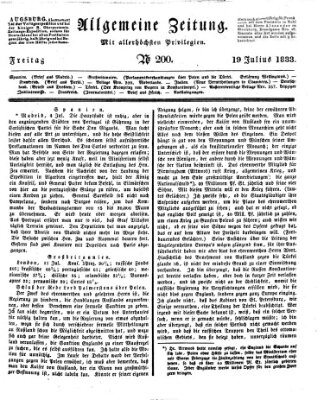 Allgemeine Zeitung Freitag 19. Juli 1833