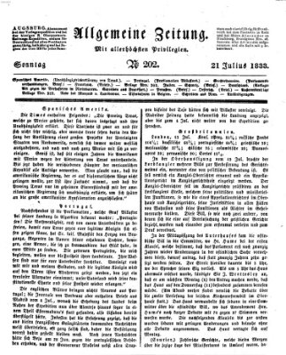 Allgemeine Zeitung Sonntag 21. Juli 1833