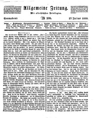 Allgemeine Zeitung Samstag 27. Juli 1833