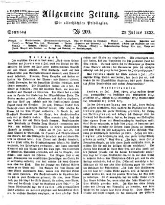 Allgemeine Zeitung Sonntag 28. Juli 1833