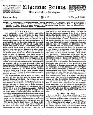 Allgemeine Zeitung Donnerstag 1. August 1833