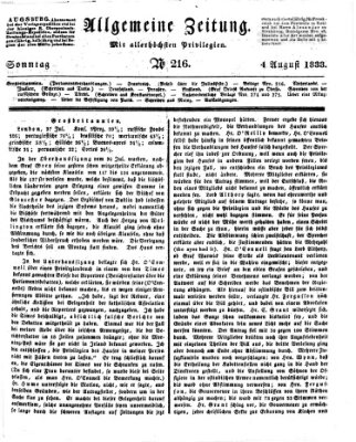 Allgemeine Zeitung Sonntag 4. August 1833