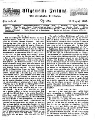 Allgemeine Zeitung Samstag 10. August 1833