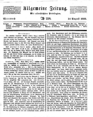 Allgemeine Zeitung Mittwoch 14. August 1833