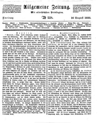 Allgemeine Zeitung Freitag 16. August 1833