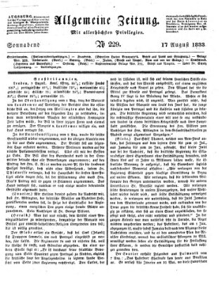 Allgemeine Zeitung Samstag 17. August 1833