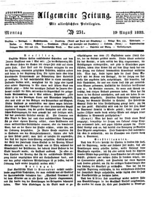 Allgemeine Zeitung Montag 19. August 1833