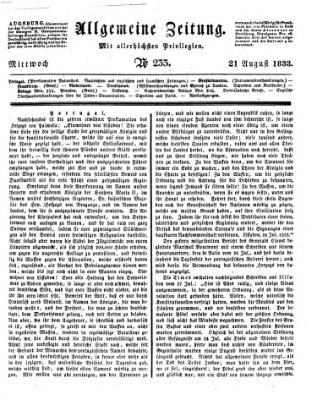 Allgemeine Zeitung Mittwoch 21. August 1833