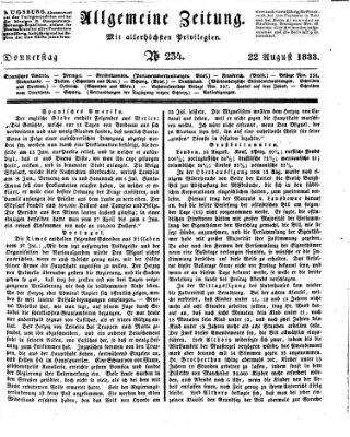 Allgemeine Zeitung Donnerstag 22. August 1833