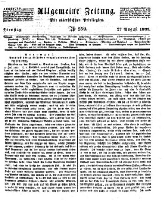 Allgemeine Zeitung Dienstag 27. August 1833