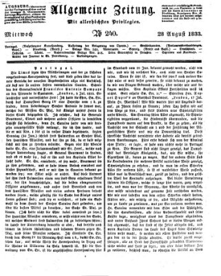 Allgemeine Zeitung Mittwoch 28. August 1833