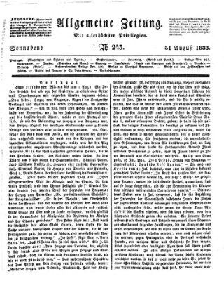 Allgemeine Zeitung Samstag 31. August 1833