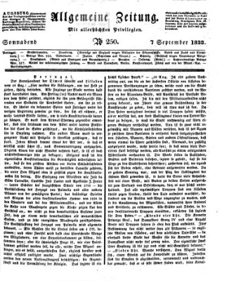 Allgemeine Zeitung Samstag 7. September 1833