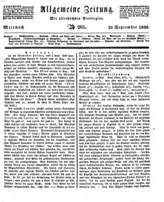 Allgemeine Zeitung Mittwoch 18. September 1833