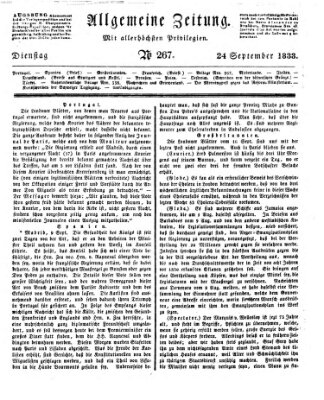 Allgemeine Zeitung Dienstag 24. September 1833