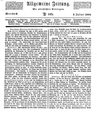 Allgemeine Zeitung Mittwoch 2. Juli 1834