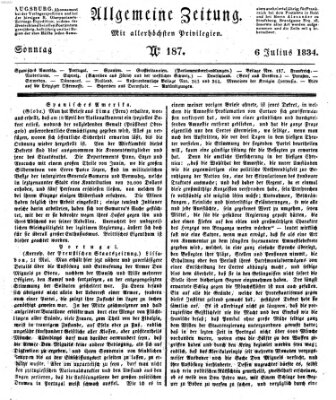 Allgemeine Zeitung Sonntag 6. Juli 1834